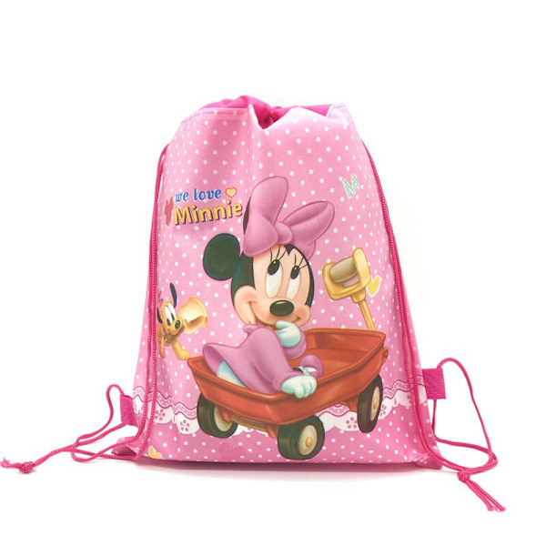 Minnie Mouse Engångsservis Set Barn Födelsedagsfest Tillbehör Papperstallrik Mugg Servett Flagga Flicka Rosa Bröllopstårta Dekoration Bag-1PC5