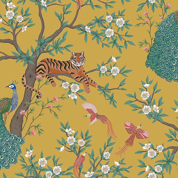 Rasch Priya Chinoiserie Senapsgul Tapet