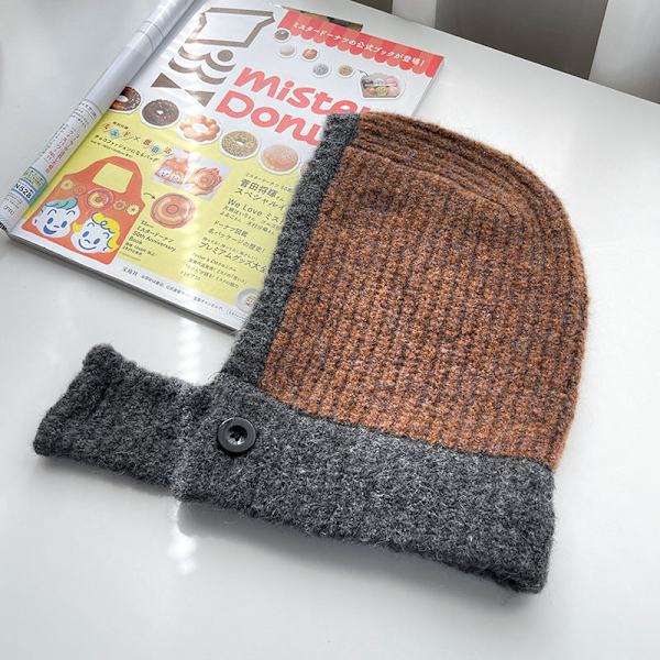 Fargematchende Lue Dame Høst og Vinter Halsbeskyttelse Termisk Strikket Ullue Koreansk Stil Ridesikker Vindtett Knapp Erme Lue Yellow M（56-58cm）
