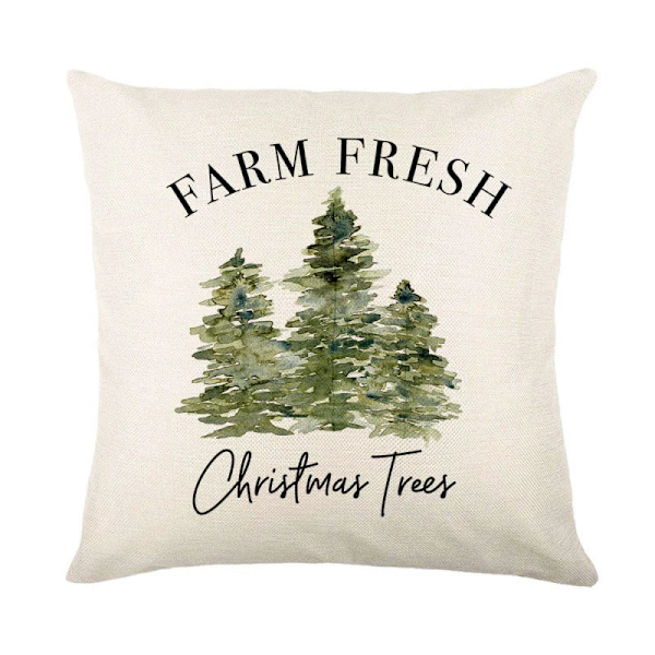 Merry Christmas Pudebetræk 45x45cm Pyntepudebetræk Vinter Julepynt til Hjemmet Træ Hjort Sofa Pudebetræk 34
