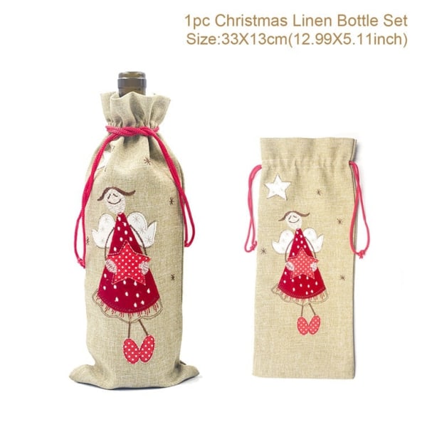 Christmas Wine Bottle Cover God Juldekorationer för hem Juldekoration nyår Xmas Navidad presenter 35