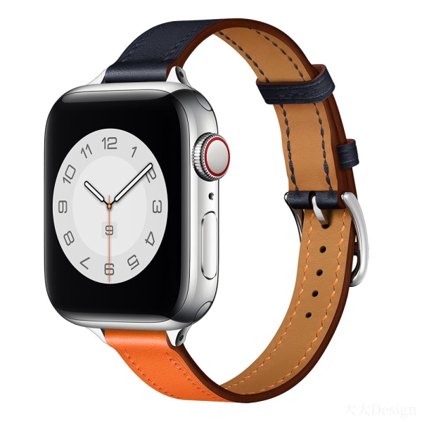 Läderarmband för Apple Watch Band 44mm 45mm 42mm 41mm 40mm 38mm Single tour armband iWatch series 3 4 5 6 SE 7 band 22 Hermes Orange For 38mm 40mm 41mm