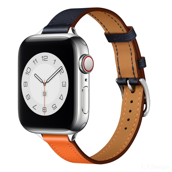 Lærreim for Apple Watch-reim 44mm 45mm 42mm 41mm 40mm 38mm Single tour klokkereim armbånd iWatch serie 3 4 5 6 SE 7 reim 3 red For 42mm 44mm 45mm