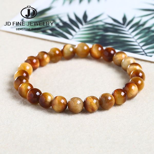 Høykvalitets Blå Tigerøye Buddha Armbånd Naturstein Runde Perler Elastisk Tau Menn Kvinner Armbånd Fuchsia 8mm