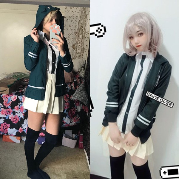 Danganronpa Nanami ChiaKi Cosplay Kostym Högstadieelever Uniform Jacka Kort Kjol Peruk Kostym Halloween Kostymer style1 One Size
