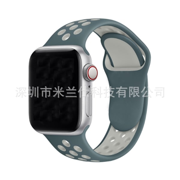 Klockarmband för Apple Watch iWatch 38/40/41/42mm-S10 standardstorlek SM kod 43 halberd bladgrön med ljus silver