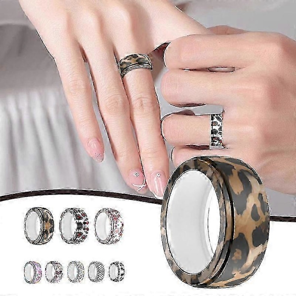 Ringbeskyttelseshylse Ringinnpakning for Oura Ring Gen3 Trykt Silikondeksel Boris Leopard print S