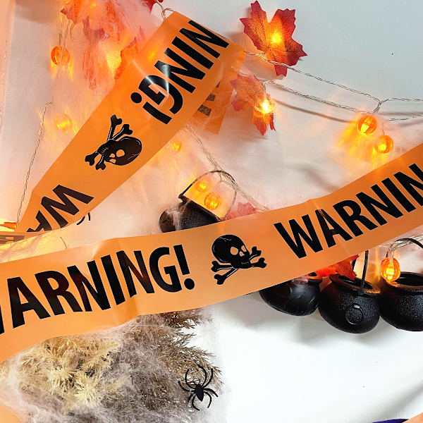 6Mx8CM Halloween Varseltape Skilt Halloween Rekvisitter Fare Varsellinje Ny Isolasjonsbelte Skilt Fest Utendørs Hagedekor 1pc black