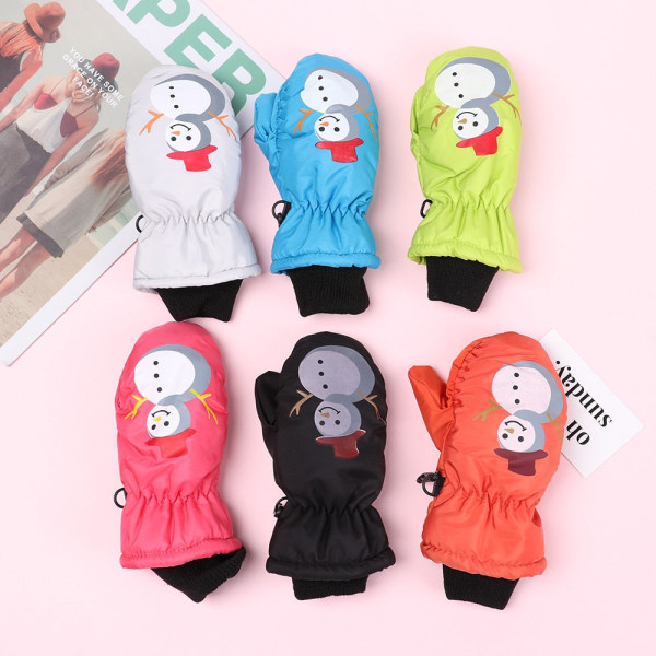 1 Par Nye Mote Barn Vinter Snø Varme Hansker Gutter Jenter Ski Vindtett Vanntett Tykke Votter Holder Fingrene Varme A-navy blue(5-9) One Size