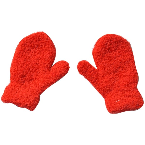 Varme Plys Tykke Varme Babyhandsker Vinter Plus Fløjl Vanter Børn Kid Koral Fleece Fuld Fingerhandsker Til 1-4 År Børnehandsker Red As photo