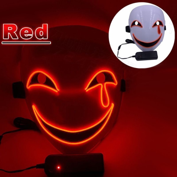 LED Halloween-mask Skrämmande glödande mask Cosplay-festdräkt Pojkar Flickor Halloween-dekoration Lysande mask med 3 ljuslägen Overseas Red