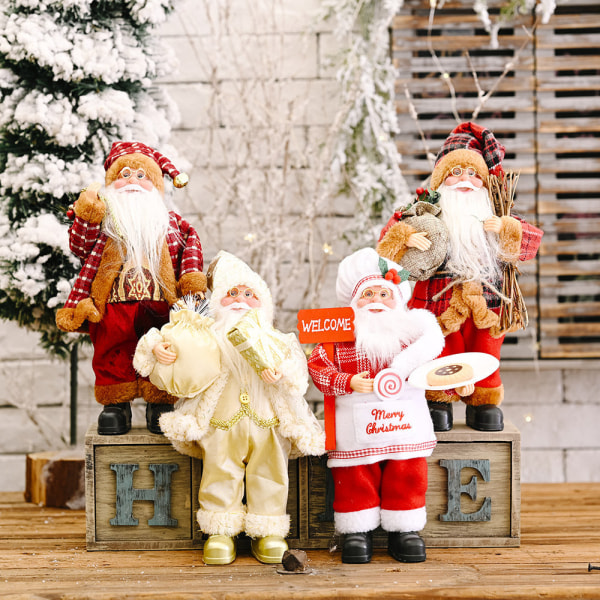 Juldekoration Station Santa Doll Dekoration Santa Claus Stående Ornament Doll Sitting style Chai Fu style