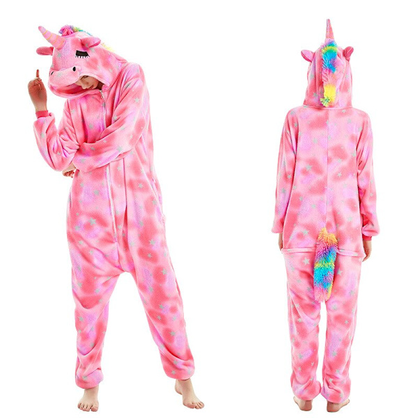 Vinter Dam Herr Unisex Vuxen Söt Tecknad Apa Onesies Djur Pyjamas Stitch unicornio Enhörning Flanell Sovkläder Brown Monkey S (Height 148-158CM)