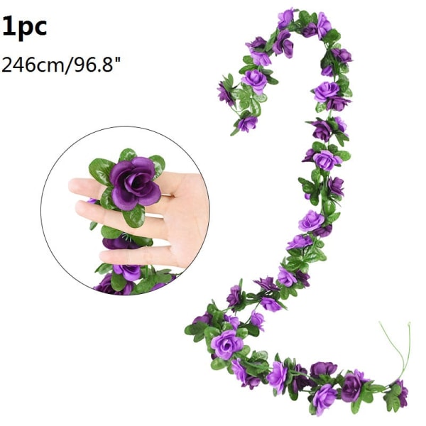 Kunstig Wisteria Blomster Ranke Efeu Blad Guirlande Silke Rose Blomster Rattan Snor Ranke Bryllupsbue Blomst Hjemmehave Dekoration 1pc-Cherry-B06