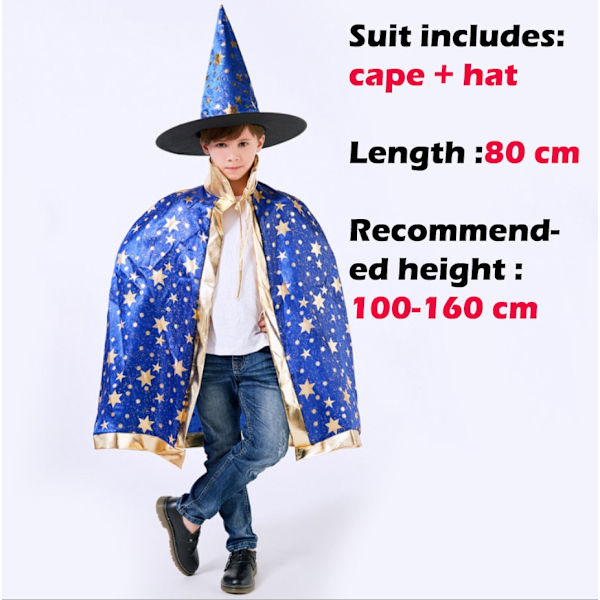 Halloween-viitta hatulla, tähtikuvioinen kurpitsaviitta, cosplay-asut, Halloween-asu lapsille, pojille, tytöille, juhliin, syntymäpäivään, 80 cm Red One Size