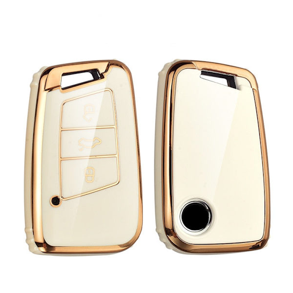 Nyt TPU Bilnøgle Etui Cover Taske Til Passat B8 Magotan Til Skoda Superb A7 Kodiaq Seat Skal Fob White