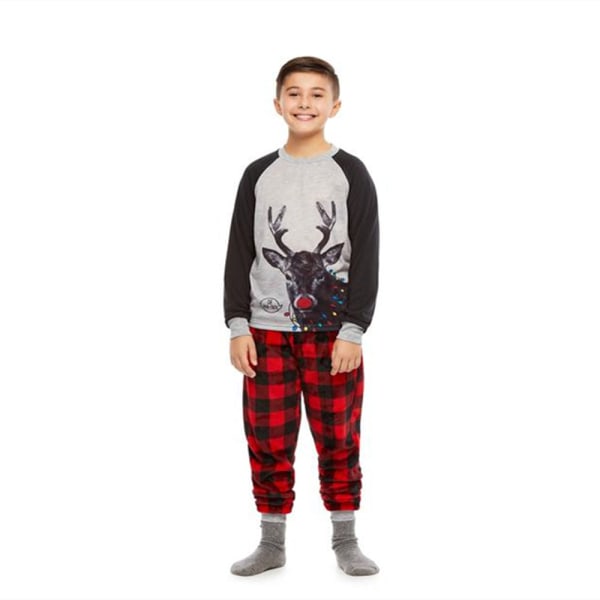 Julpyjamas Matchande familjepyjamas förälder-barn kostym Europeisk och amerikansk tryckt förälder-barn pyjamas kostym Gray deer head 女士L