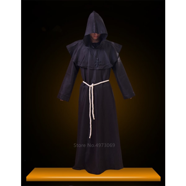Keskiaikainen Halloween Kristillinen Munkki Pappi Kaapu Noidan Velhon Viitta Cape Juhla Kuolema Aave Vampyyri Paholainen Demon Cosplay Asut Gray S