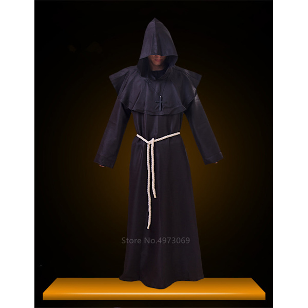 Middelalder Halloween Kristen Munk Præst Kåber Heks Troldmand Kappe Cape Party Død Spøgelse Vampyr Djævel Dæmon Cosplay Kostumer Red M