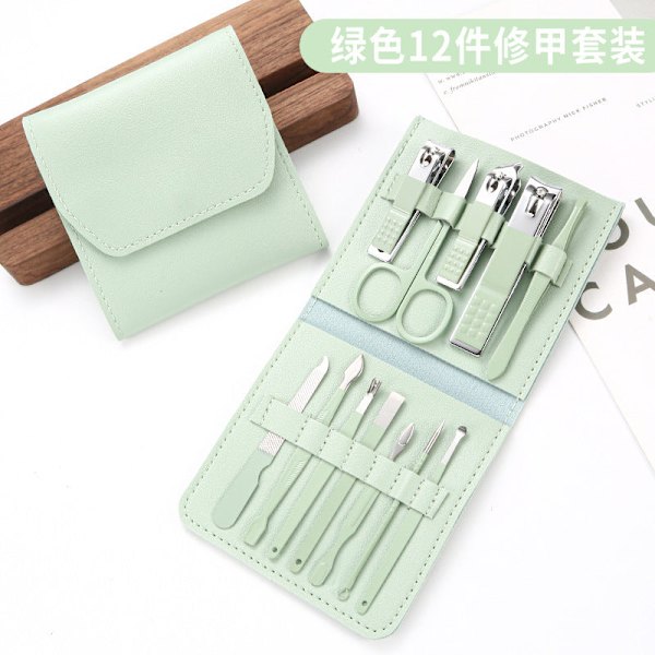 Roséguldsax Nagelknipsare Set Tri-Fold Väska 16-Delars Pedikyr Manikyr Verktyg Dam 16 pieces-Blue