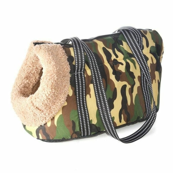 Klassisk husdjursbärare Mysig mjuk valp Hund Katt Ryggsäck Axelväskor Utomhusresor Husdjur Slingväska för små hundar Chihuahua Mops Camouflage with fur L 55x26x27cm