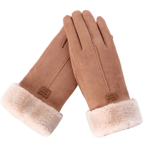 Damhandskar Höst Vinter Söta Fluffiga Varma Vantar Hel Finger Damhandskar Kvinnor Utomhus Sport Handskar Skärm E965332A One Size