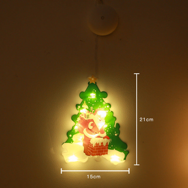 LED Christmas Sucker Lamp Santa Snögubbe Form Fönster Fönster Klistermärken Hänglampa Holiday Sucker Juldekoration Light Christmas Tree [small]]