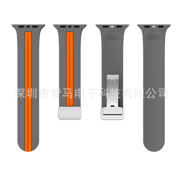 Klockarmband för Apple Watch iWatch Grå orange 38/40/41mm silverspänne