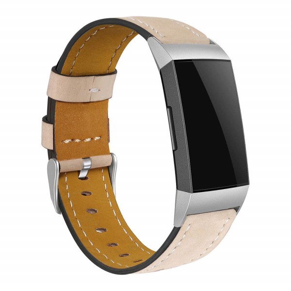 Ersättningsarmband för Fitbit Charge 3 Läderarmband Utbytbara Smart Fitness Klockarmband med Rostfri Ram för Charge3 Q