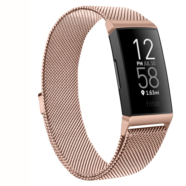 Magnetisk Milanese-reim i metall for Fitbit Charge 4 3, erstatningsarmbånd for Fitbit Charge 3 SE, reim for menn og kvinner Retro Gold Size L