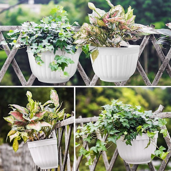 4-pack Rsine Väggmonterad Vertikal Planteringskruka Trädgård Vardagsrum Väggmontering Fönster Hängande Växt Blomkorg för Örter Balkong Räcke