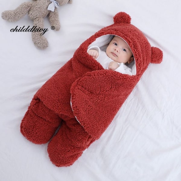 Mjuka nyfödda babyfiltar Baby Sovsäck Kuvert För Nyfödd Sovpåse Bomull tjockare Kokong för baby 0-9 Månader blue-Fleece 6M