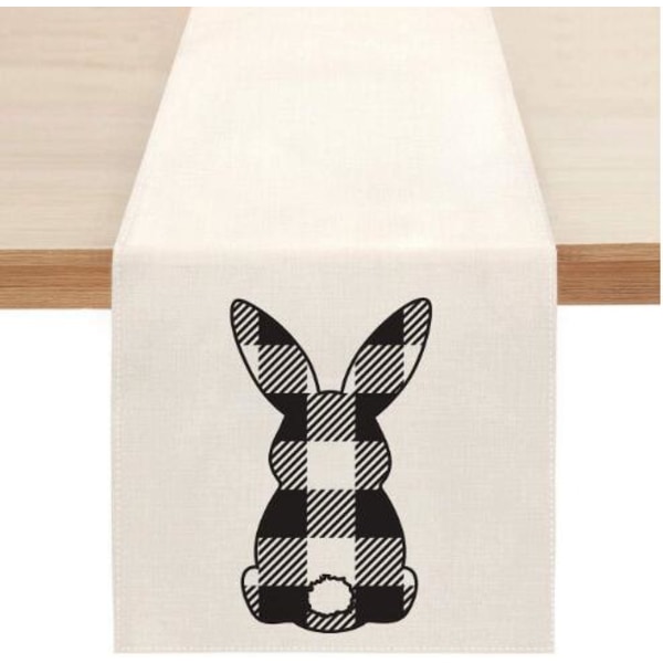 Søt naturlig jute burlap påskehare blomster egg ku trykt bordløper bordflagg duk stoffdeksel duk fest hjem dekor rectangle 33X120CM white 4