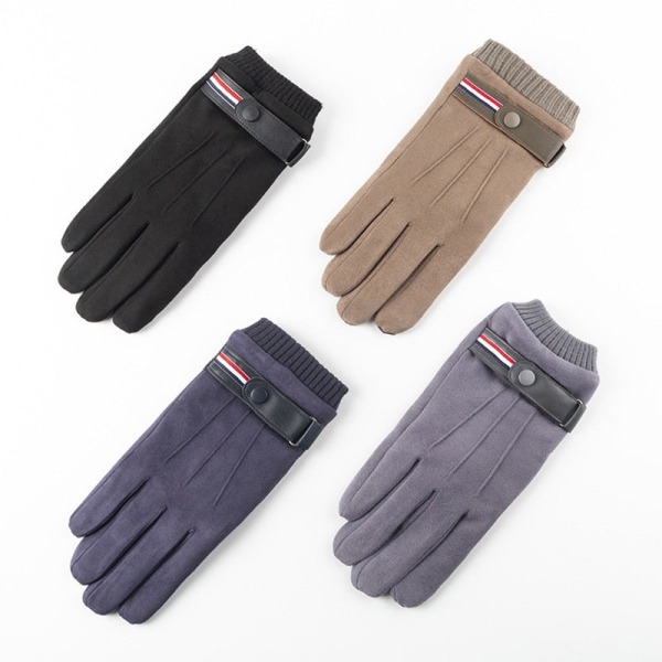 Varma vinterhandskar för män med delade fingrar, militärstil, tjocka körhandskar, spänne, skidhandskar, pekskärmsvantar för män Gray single size