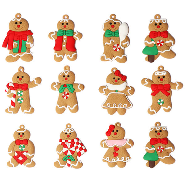 Jul Pepparkaksgubbe PVC Jul Ny Dekoration Julgran Pepparkaksgubbe Snöflinga Hänge Julprodukt jbr04 small size