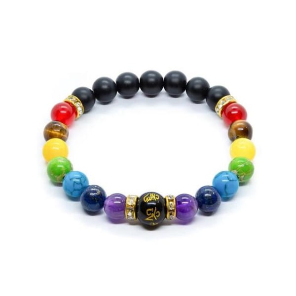 Pärlarmband för män Naturlig vulkanisk sten Pärla Tibetansk Buddha chakra Lavasten Diffuser Armband Herr Mode Nya Smycken Style 2