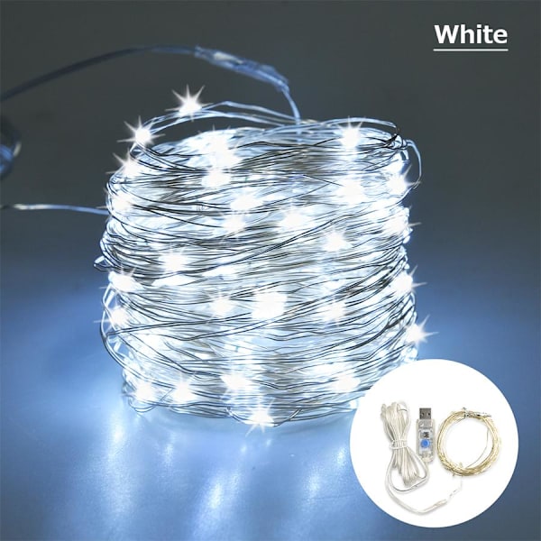 Jul LED-ljusslinga 10M Fairy Light USB Nyår Bröllopsfest Högtid Festong Utomhus Gatgirland Rumsbelysning Dekorationer Red