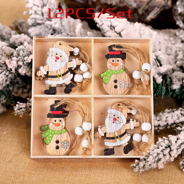 9/12 st Jul Tomte Trähänge Ängel Jultomte Julgranshänge Dekorationer Navidad Gott Nytt År 2024 B-02 (12-piece set)