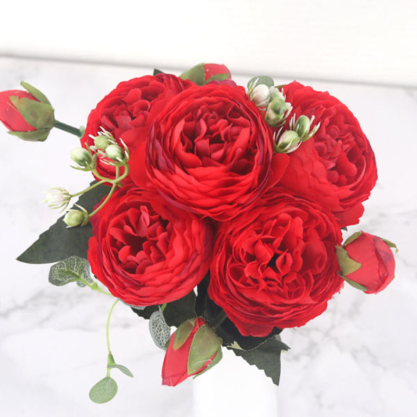30cm Rosarosa Silkes Pion Konstgjorda Blommor för Hem Bröllopsdekoration inomhus Red