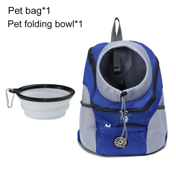 Hundbärväska Ryggsäck för Hundar Ut Dubbel Axel Bärbar Reseryggsäck Utomhus Hundbärväska Reseset Blue with Bowl L for 10-13kg
