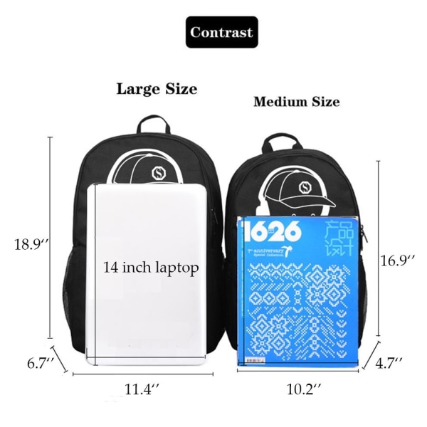 Anime Självlysande Oxford Skolryggsäck Dagväska Axelväska Under 15,6 tum med USB-laddningsport och Lås Skolväska för Pojkar Flickor B medium size 1 set