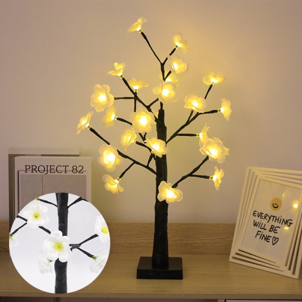 LED Kunstigt Træ Lys Farvede Lys Julefestival Værelse Sengelampe Dekorativ Bordlampe Sølv Birk Lille Natlampe Maple leaf tree lamp USB battery box dual-purpose