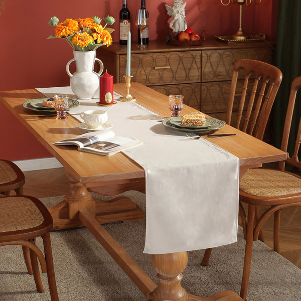 Velour Bordløber Enkel Ensfarvet Bordløber Bryllupsfest Spisebordsdekorationer Lang Duge Charm red 33*200cm