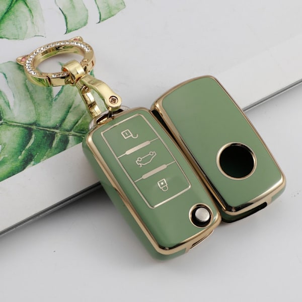 Mjukt TPU Bil Fjärrnyckel Fodral Fullt Skydd Hållare För POLO Tiguan Passat B5 B6 B7 Golf EOS Scirocco Jetta MK6 Octavia green shell