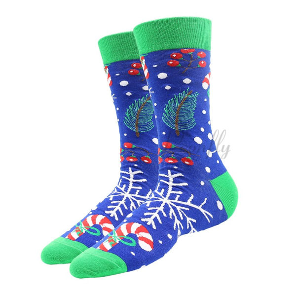 Julstrumpor PEONFLY Nya Färgglada Bomullsstrumpor Herrstrumpor Harajuku Hip Hop Roliga Tecknade Jultomten Kakor 13 EUR38-46