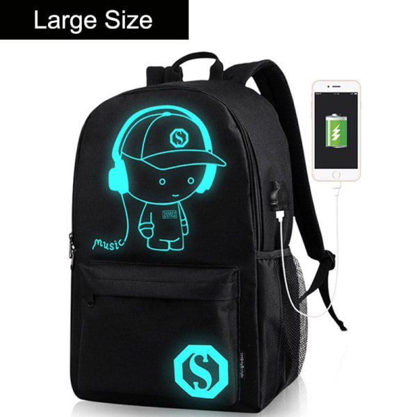 Anime Självlysande Oxford Skolryggsäck Dagväska Axelväska Under 15,6 tum med USB-laddningsport och Lås Skolväska för Pojkar Flickor H large size 1 set