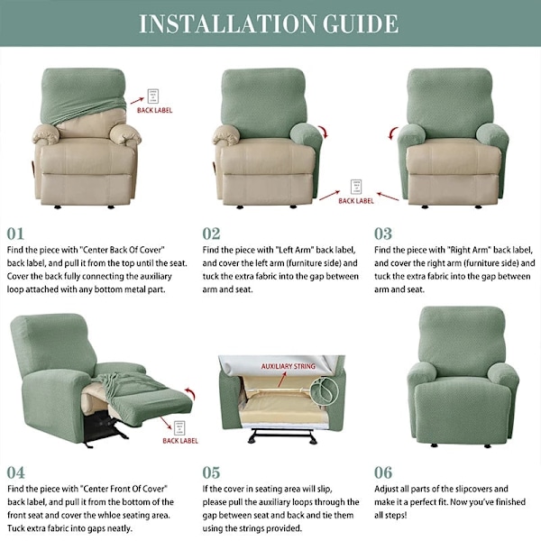 Jacquard Lænestolsbetræk til stue Elastisk lænestolsbetræk Relax Sofa Betræk Relax Lænestolsbetræk light green