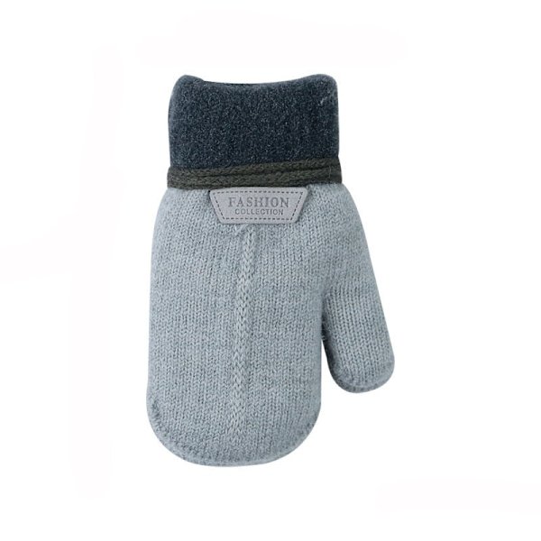 Barnhandskar Vinter Enfärgad Tjockare Plus Sammet Halterhandskar För Barn Småbarn Utomhus Håll Varma Stickade Vantar Med Snöre C(1-3 Years)