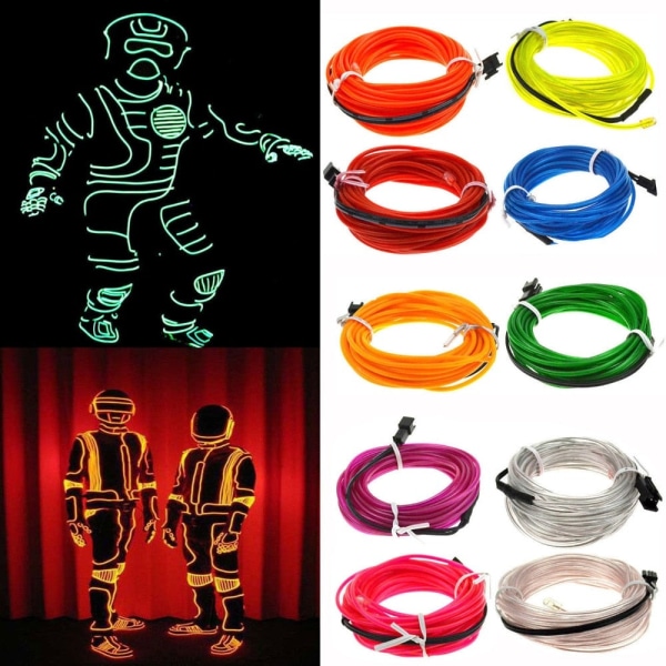 Glow EL Tråd Kabel LED Neon Jul Dansfest DIY Kostymer Kläder Ljusande Bil Ljus Dekoration Kläder Boll Rave 1m/3m/5m Purple 5M