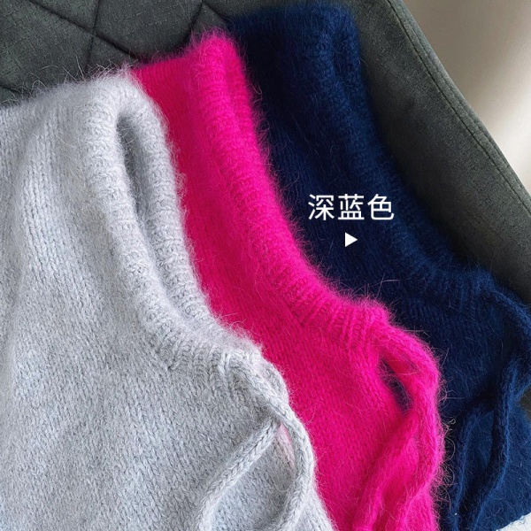 Västernstil Höst och Vinter Mode Varm Halsduk Nackskydd Integrerad Ullstickad Mössa Dam Dark Blue